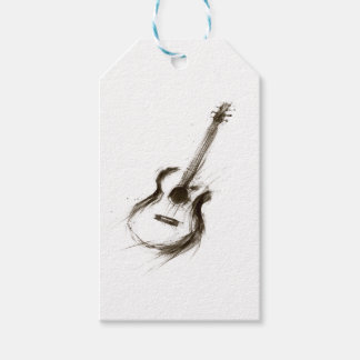 Expressieve Inkt Gitaar Minimalistische Borstel Mu Cadeaulabel