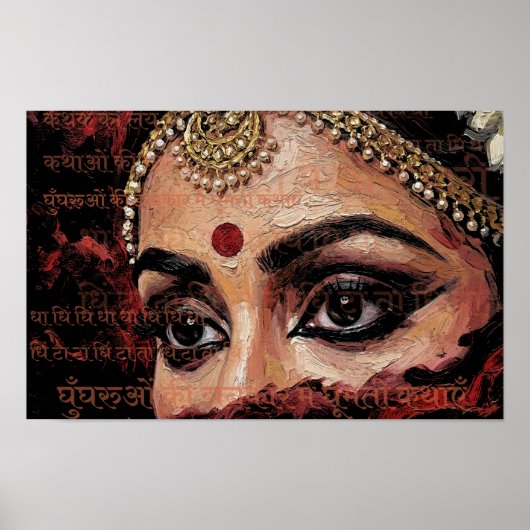 Expressieve Kathak Danseres Ogen Culturele Muurkun Poster (Voorkant)
