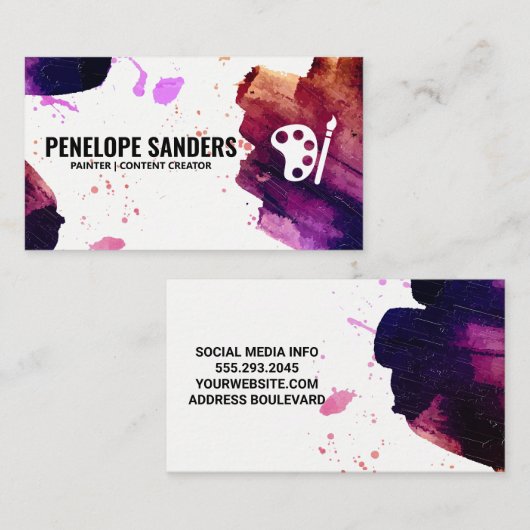 Expressieve kleur geborsteld | artiest visitekaartje (Voorkant / Achterkant)