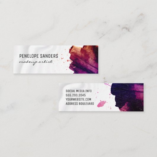 Expressieve Kleur Geborsteld | Zijden Draperie Mini Visitekaartje (Voorkant / Achterkant)