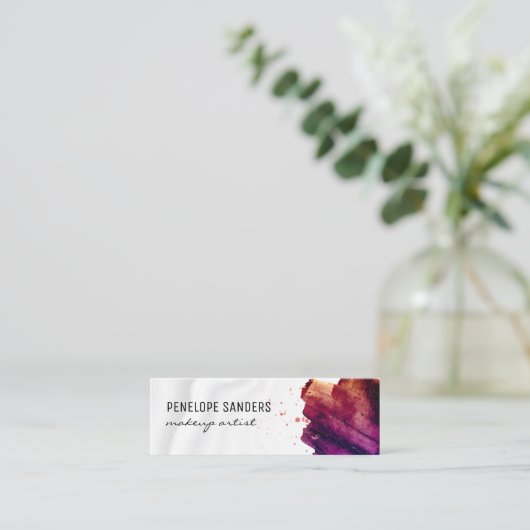 Expressieve Kleur Geborsteld | Zijden Draperie Mini Visitekaartje (Staand voorkant)
