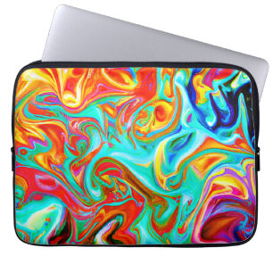 Expressieve kleurrijke abstractiepatroon laptop sleeve