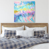 Expressieve kleurrijke bladeren canvas afdruk (Insitu (Slaapkamer))