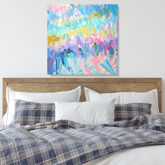 Expressieve kleurrijke bladeren canvas afdruk (Insitu (Slaapkamer))