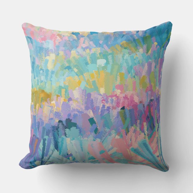 Expressieve kleurrijke bladeren kussen (Voorkant)