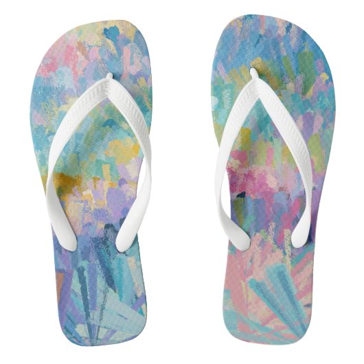 Expressieve kleurrijke bladeren teenslippers (Voetbed)