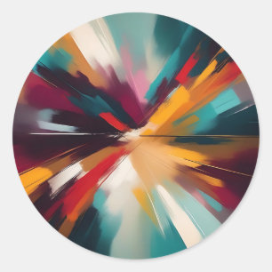 Expressieve kleurrijke penseelstreek ronde sticker