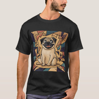 Expressieve kunst voor Pug liefhebbers in de jaren T-shirt