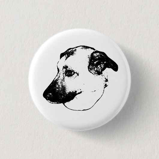 Expressieve lijn, hond knop ronde button 3,2 cm (Voorkant)