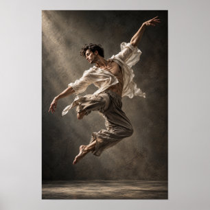 Expressieve mannelijke danser in beweging Hedenlan Poster