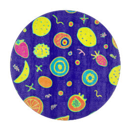 Expressieve neon fruit artistry patroon snijplank