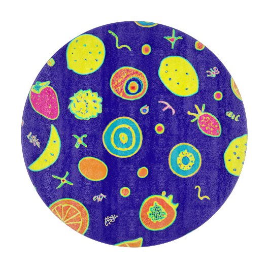 Expressieve neon fruit artistry patroon snijplank (Voorkant)