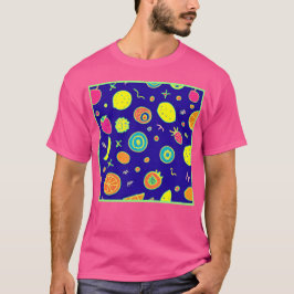 Expressieve neon fruit artistry patroon t-shirt