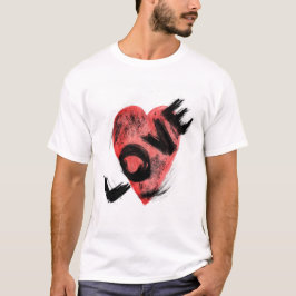 Expressieve penseelstreek Rode Hart LIEFDE Grafisc T-shirt