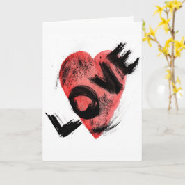 Expressieve penseelstreek Rode Hart LIEFDE Groet C Kaart