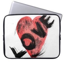 Expressieve penseelstreek Rode Hart LIEFDE Laptoph Laptop Sleeve