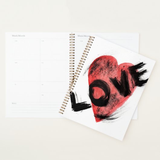 Expressieve penseelstreek Rode Hart LIEFDE Planner (Display)
