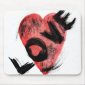 Expressieve penseelstreek Rode Hart LOVE Muismat (Voorkant)
