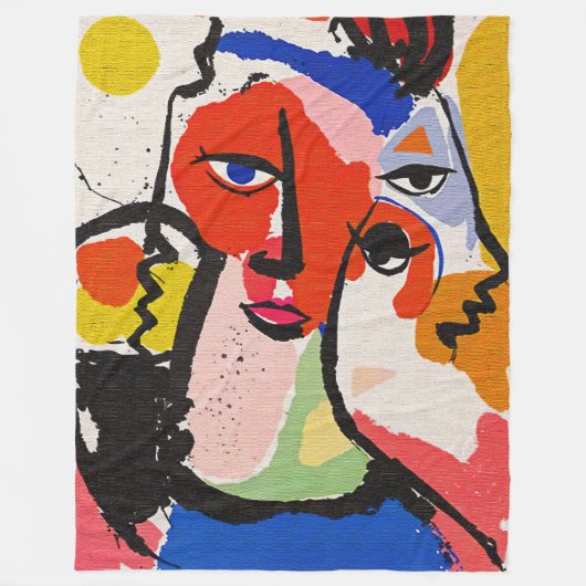 Expressieve penseelstreken moderne stijl abstracte fleece deken (Voorkant)