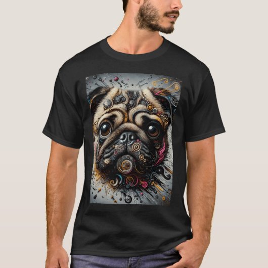 Expressieve Pug-hond T-shirt (Voorkant)