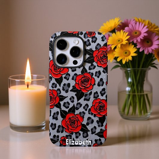 Expressieve rode rozen op canvas iPhone hoesje