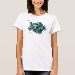 Expressieve Teal Abstracte Kubussen Ontwerper Graf T-shirt