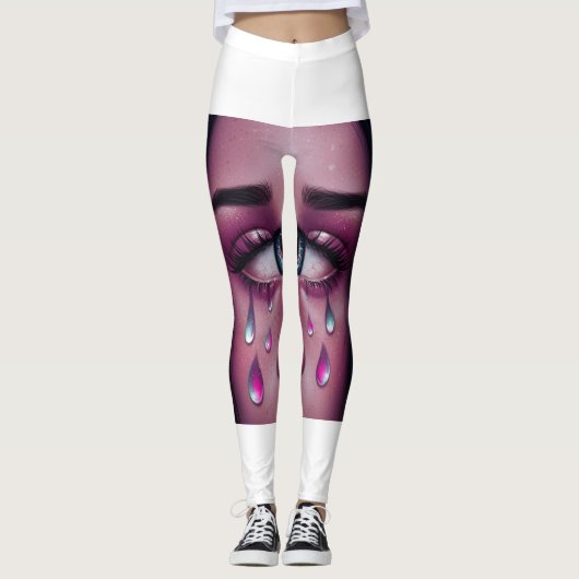 Expressieve Teary Eye Art Leggings 💧👁️ (Voorkant)