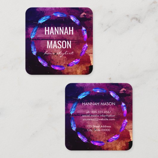 Expressieve verf / veeraccent vierkante visitekaartje (Voorkant / Achterkant)