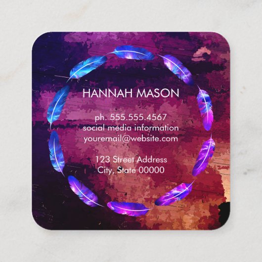 Expressieve verf / veeraccent vierkante visitekaartje (Achterkant)