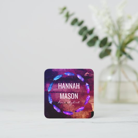 Expressieve verf / veeraccent vierkante visitekaartje (Staand voorkant)