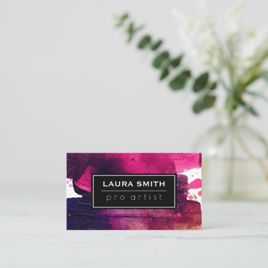 Expressieve verf visitekaartje (Staand voorkant)