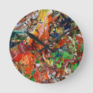 Expressieve verfstreek van het palet van de kunste ronde klok