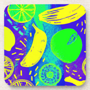Expressieve Vruchten Neon Kleur Patroon Art Bier Onderzetter