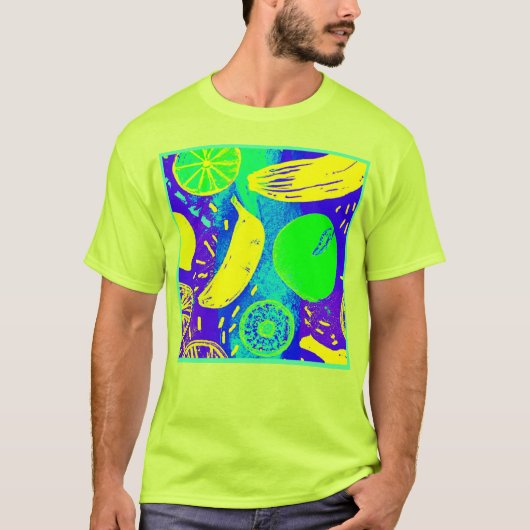 Expressieve Vruchten Neon Kleur Patroon Art T-shirt (Voorkant)