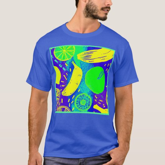 Expressieve Vruchten Neon Kleur Patroon Art T-shirt (Voorkant)