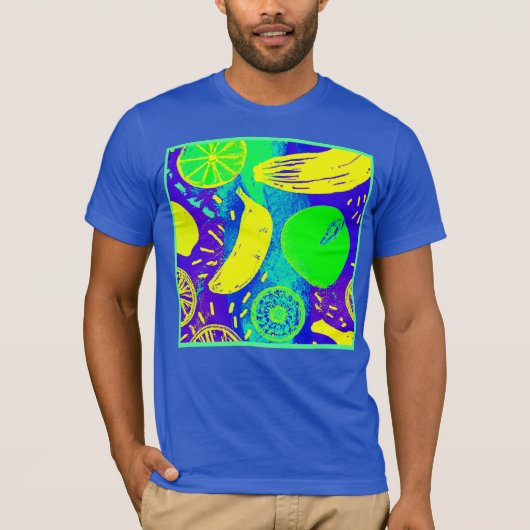 Expressieve Vruchten Neon Kleur Patroon Art T-shirt (Voorkant)