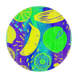 Expressieve Vruchten Neon Kleurpatroon Kunst Snijplank