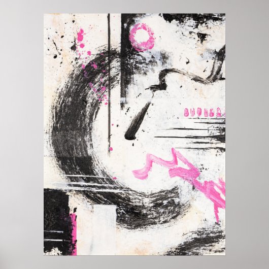 Expressieve wabi sabi roze abstracte schilderkunst poster (Voorkant)
