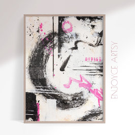 Expressieve wabi sabi roze abstracte schilderkunst poster