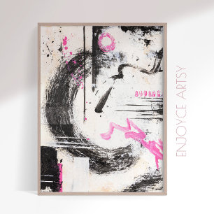Expressieve wabi sabi roze abstracte schilderkunst poster