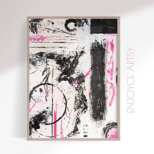 Expressieve wabi sabi zwart abstract schilderij poster