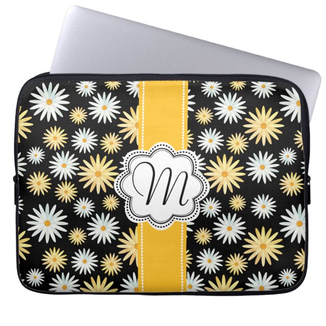 Expressieve Waterverf April Daisies Pattern Laptop Sleeve (Voorkant)