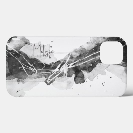 Expressieve zwart-wit abstract mannelijk Case-Mate iPhone case (Achterkant (horizontaal))
