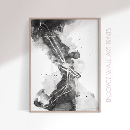 Expressieve zwart-wit abstracte muurkunst poster