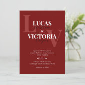 Expressieve zwarte en rode bruiloft kaart (Staand voorkant)