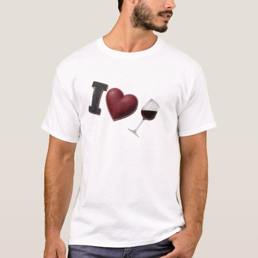 Expressieve Zwarte I LOVEW WINE Mode Kunst T-shirt (Voorkant)