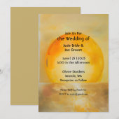 Expressionalistische gouden zonsopgang huwelijksui kaart (Voorkant / Achterkant)