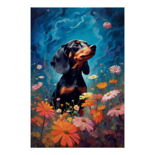 Expressionisme Dachshund Verkennen van een weide Perfect Poster