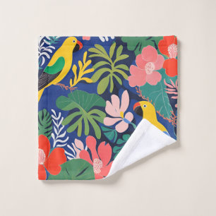 Expressionisme Papegaaien Tropische Planten Kunst Bad Handdoek