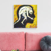  Expressionist Abstract in Yellow & Black Canvas Afdruk (Insitu (Woonkamer))